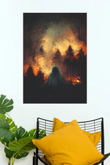 Whispers in the Inferno – Dark Fantasy Fire Forest Wall Art Poster  (Darkness poster)