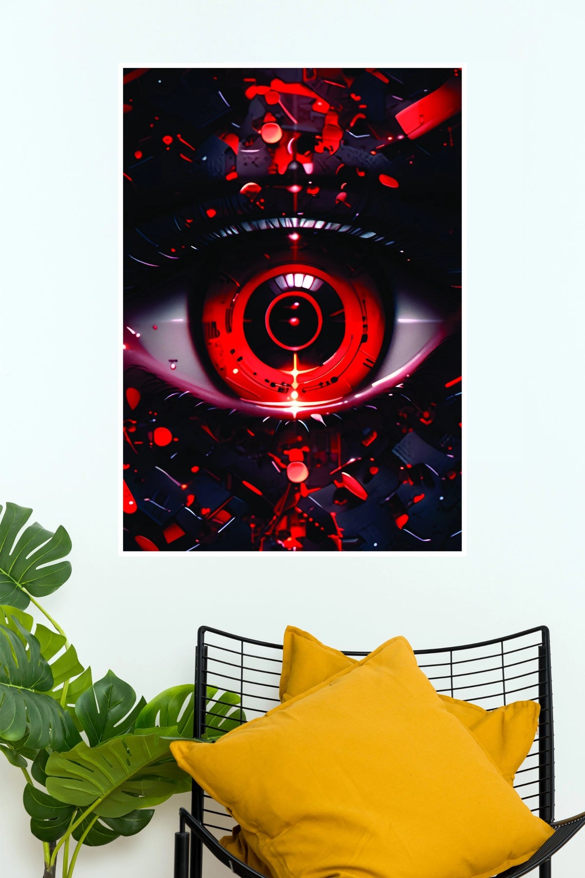 Crimson Cyber Eye Sci-Fi Wall Art Poster ( Eye poster)