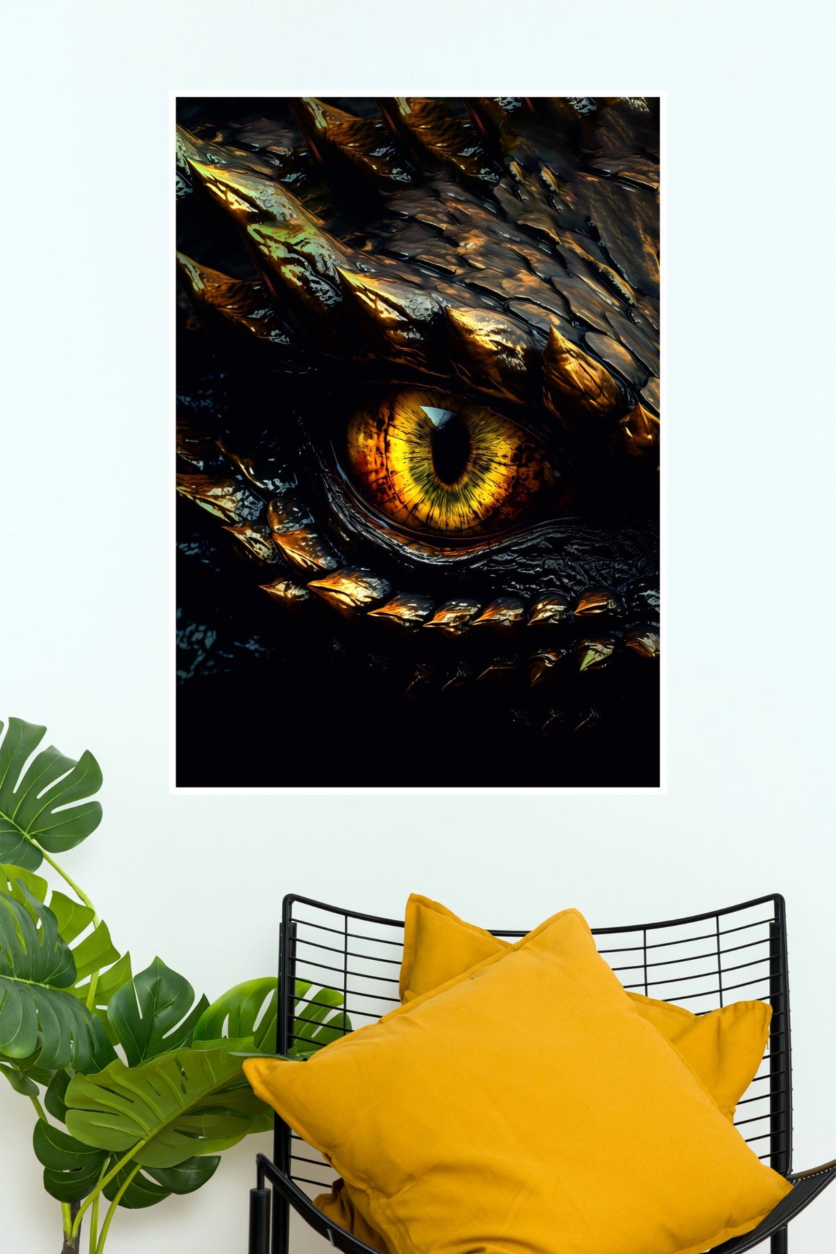 Golden Dragon Eye Fantasy Wall Art Poster ( Eye poster)