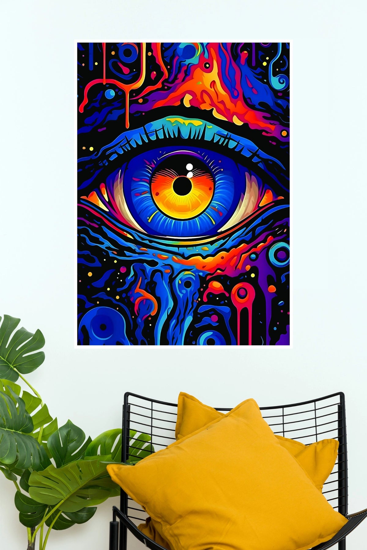 Neon Pink All-Seeing Eye Wall Poster | Abstract Geometric Eye Art Print  ( Eye poster)