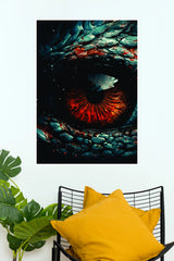 Inferno Dragon Eye Wall Poster | Dark Fantasy Dragon Canvas Art Print ( Eye poster)
