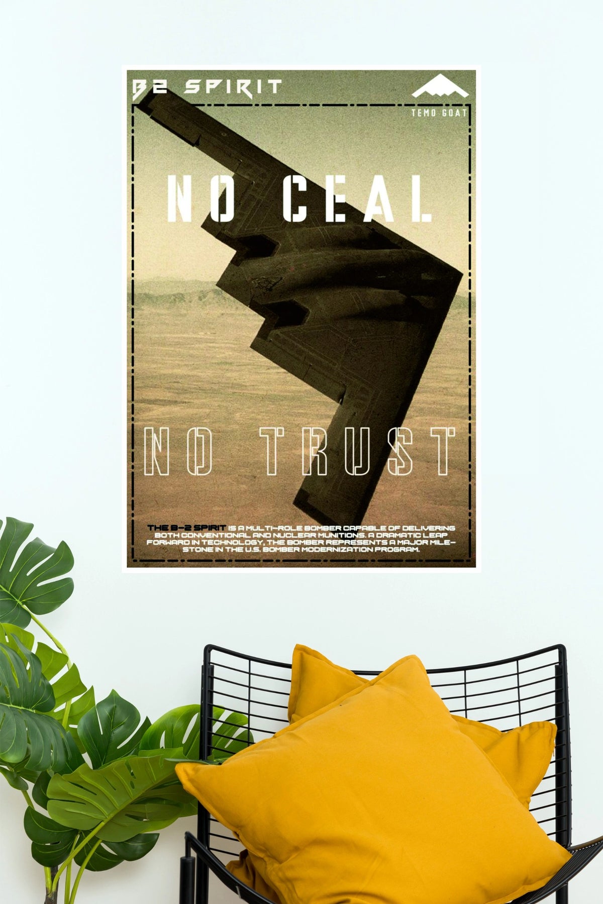 B-2 Spirit “No Deal, No Trust” Stealth Bomber Wall Poster ( Fighter Plane poster)