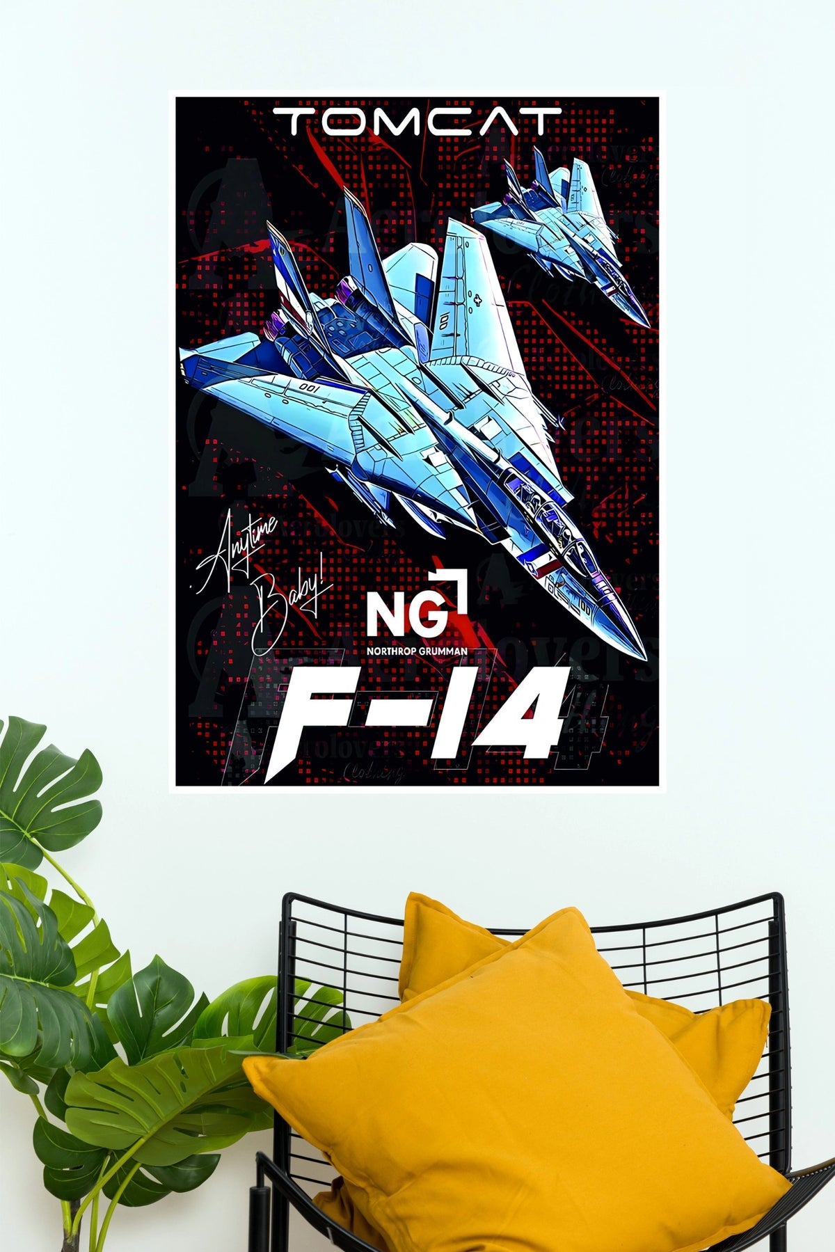 F-14 Tomcat Anime-Style Fighter Jet Wall Poster  Fighter Plane poster)