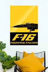 F-16 Fighting Falcon Yellow Aviation Wall Poster (Fighter Plane poster)