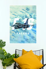 F-16 Falcon Sky Fighter Jet Aviation Wall Poster  (Fighter Plane poster)