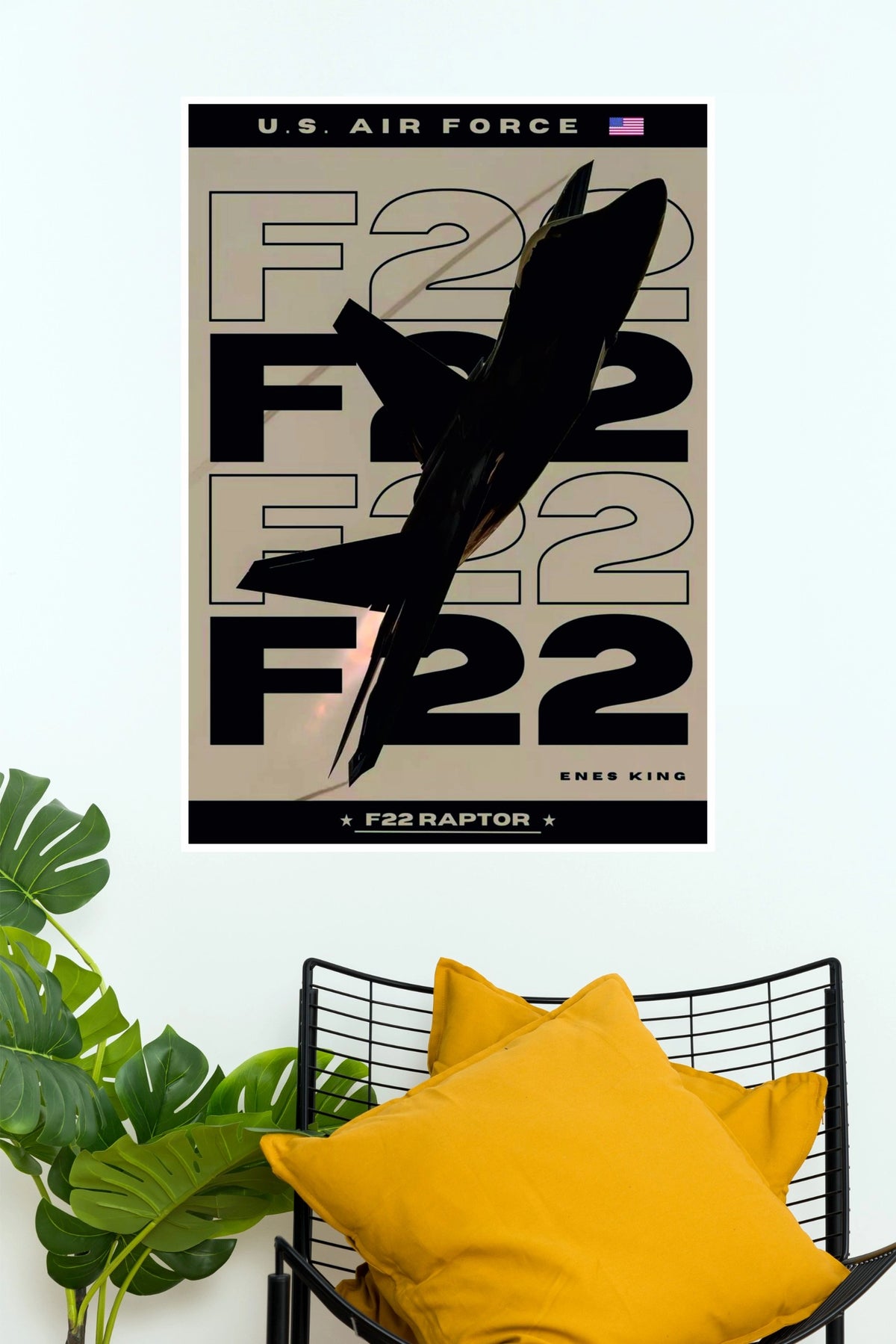 F-22 Raptor U.S. Air Force Stealth Fighter Jet Wall Poster (Fighter Plane poster)