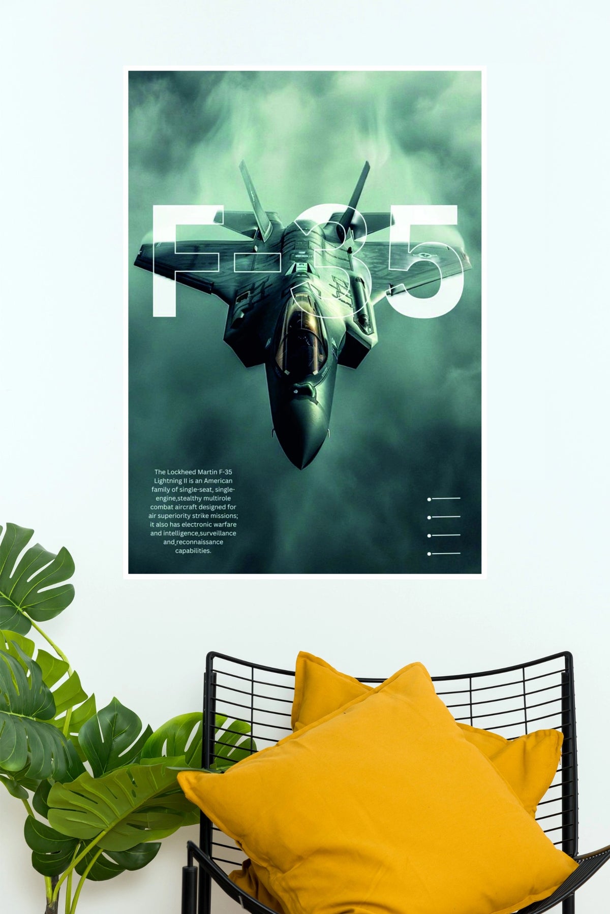 F-35 Lightning II Green Storm Stealth Fighter Jet Wall Poster  (Fighter Plane poster)