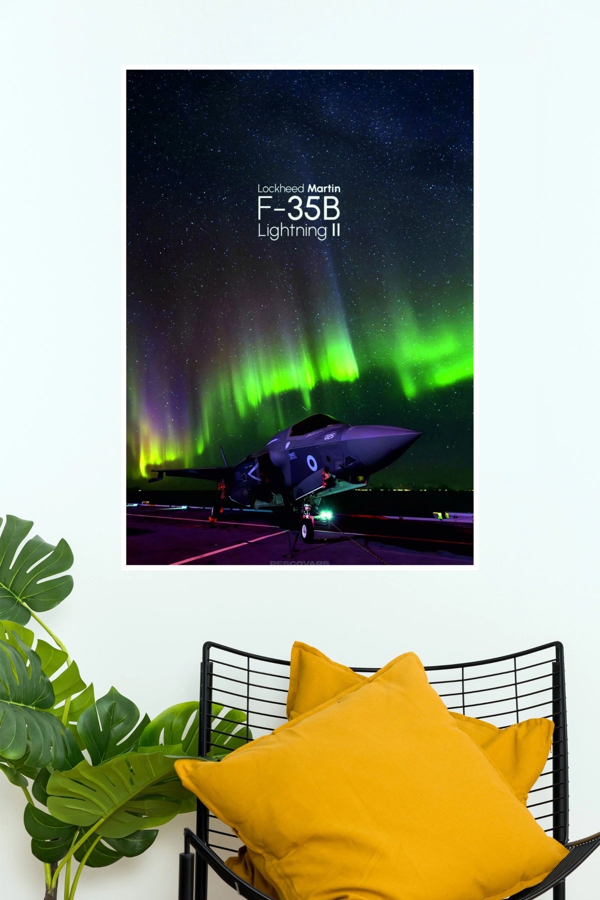 F-35B Lightning II Northern Lights Aviation Wall Poster  (Fighter Plane poster)
