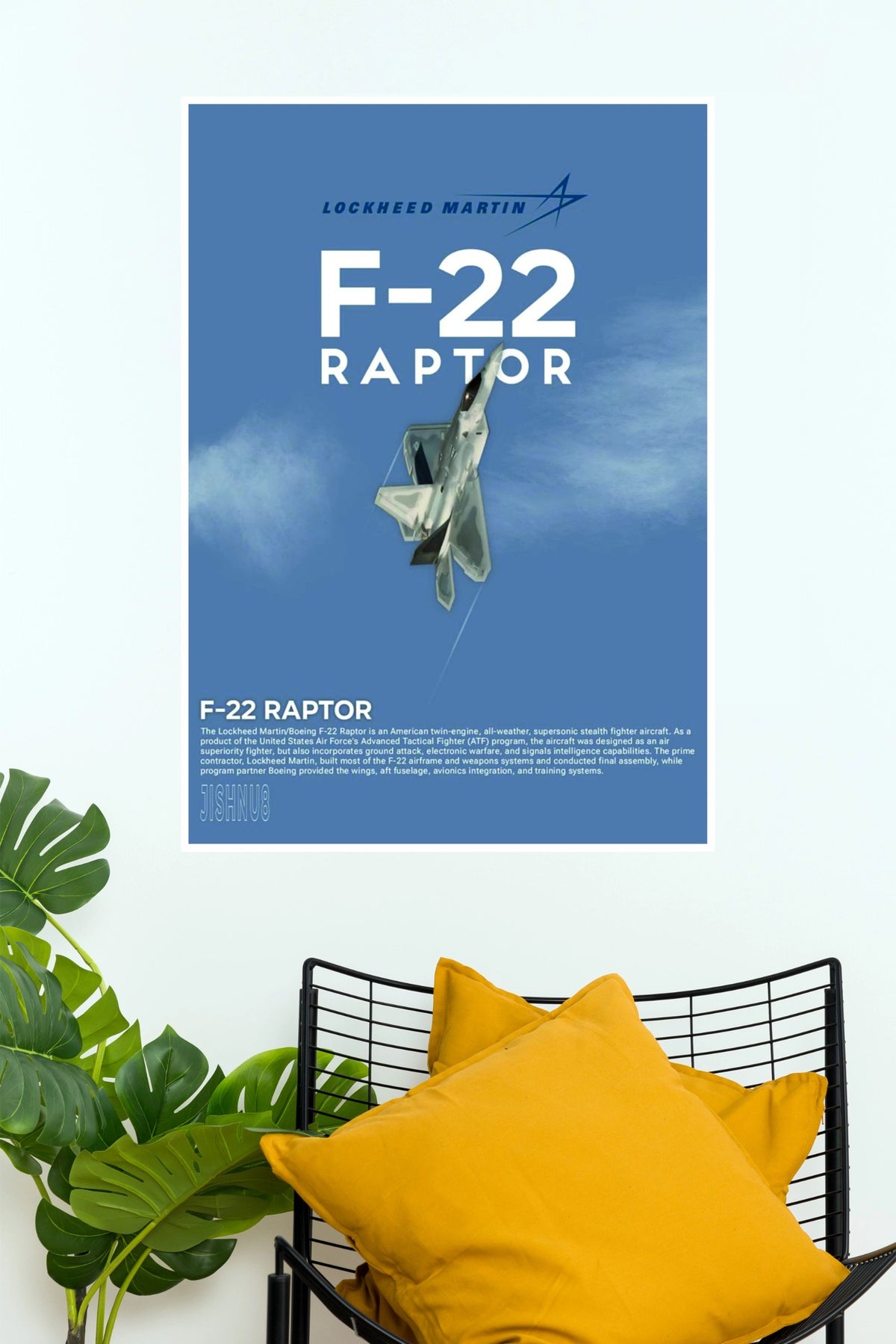 F-22 Raptor Silent Fury Stealth Fighter Jet Wall Poster  (Fighter Plane poster)