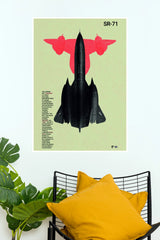 SR-71 Blackbird Retro Silhouette Aviation Wall Poster (Fighter Plane poster)