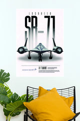 SR-71 Blackbird Retro Silhouette Aviation Wall Poster  (Fighter Plane poster)
