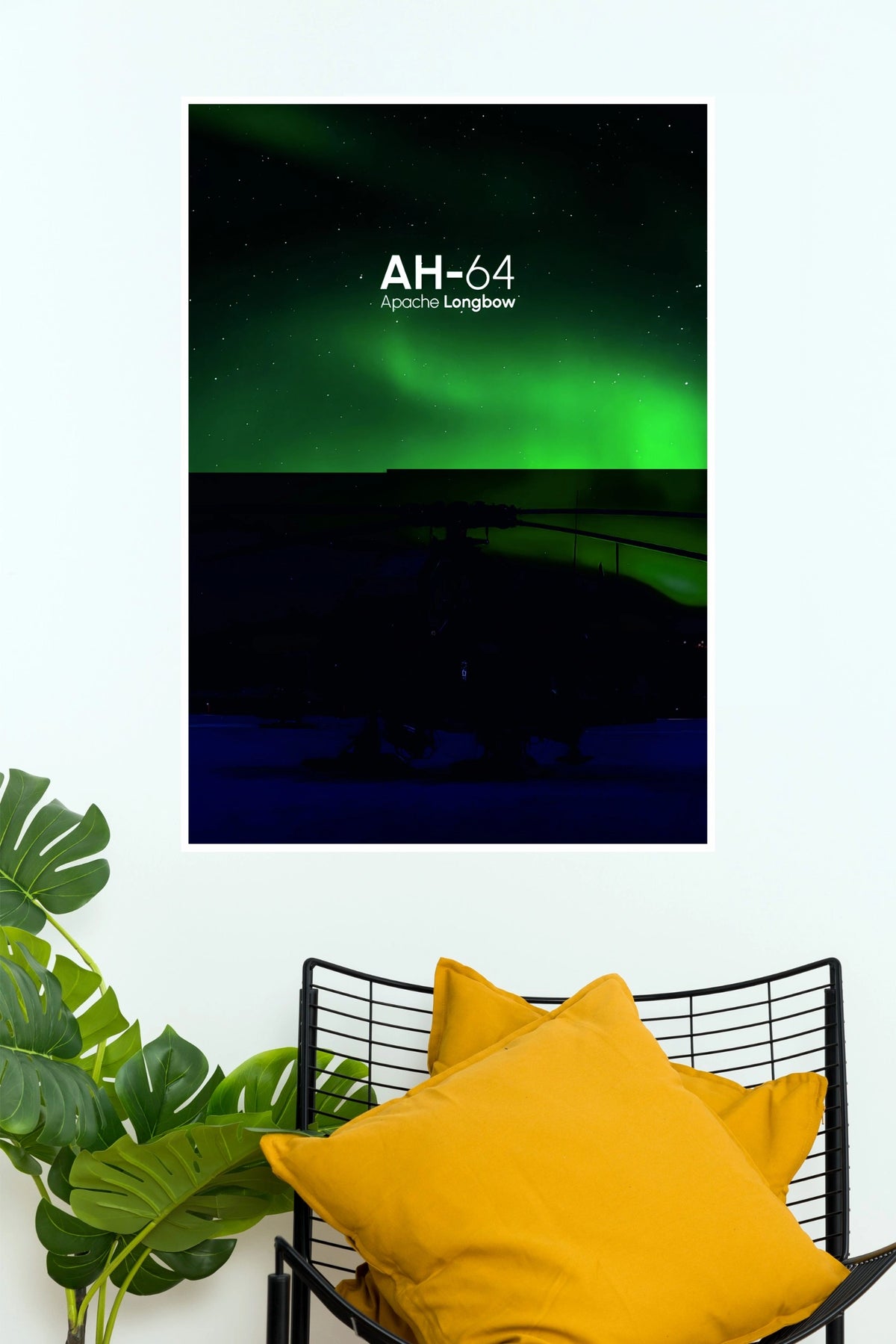 AH-64 Apache Longbow Northern Lights Helicopter Wall Poster (Fighter Plane poster)