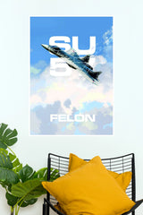 Su-57 Felon Sky Climb Stealth Fighter Jet Wall Poster (Fighter Plane poster)