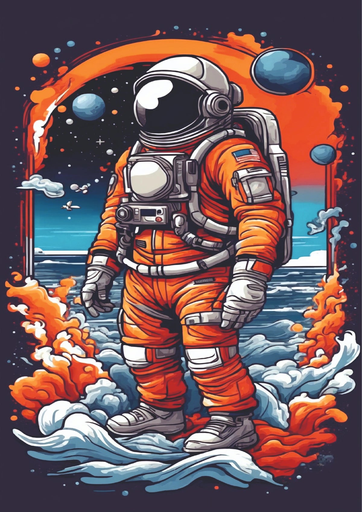 Among the Stars Astronaut Adventure Wall Poster (Astronauts sky walker poster)