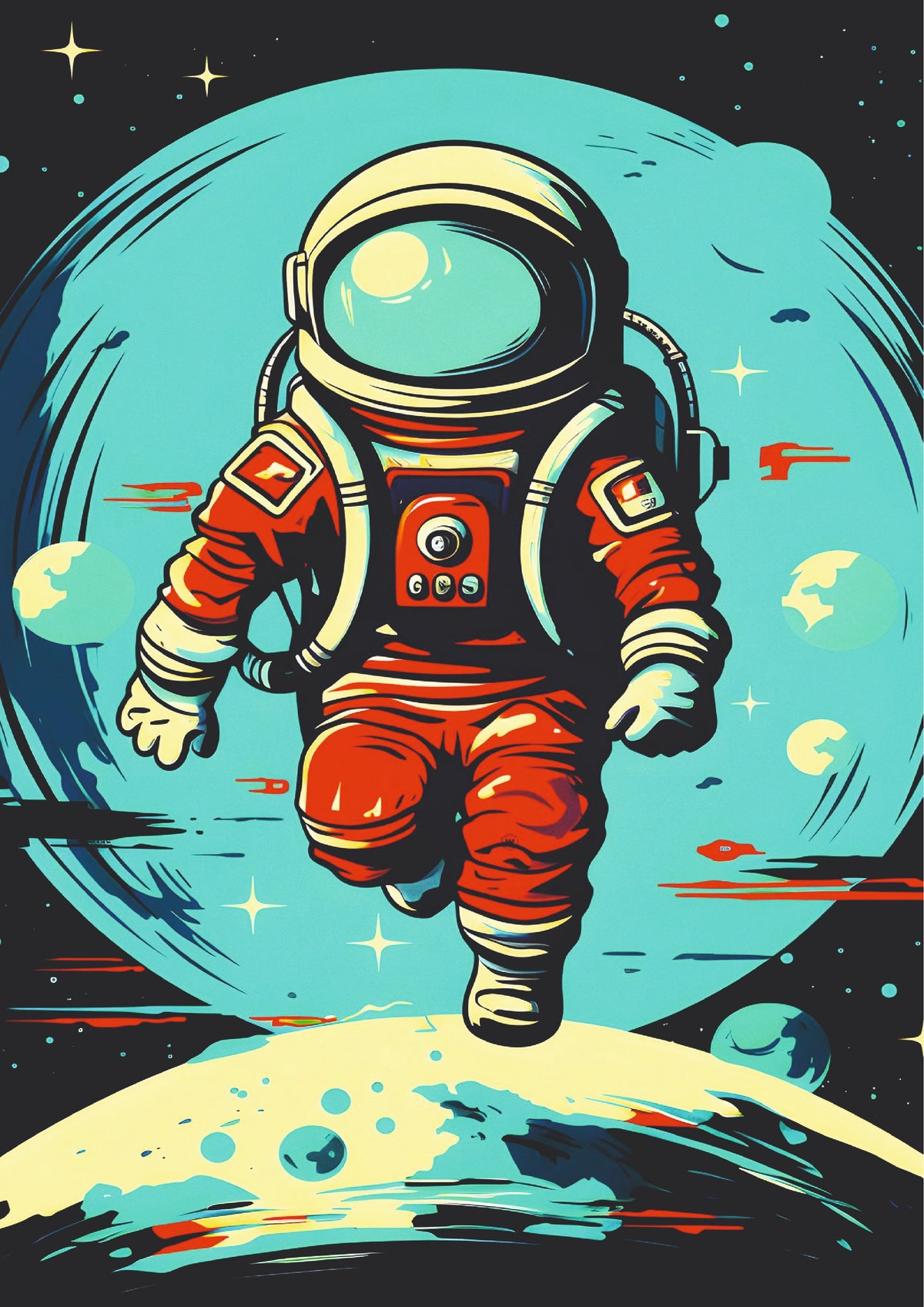 Echoes of Earth Retro Astronaut Space Wall Poster (Astronauts sky walker poster)