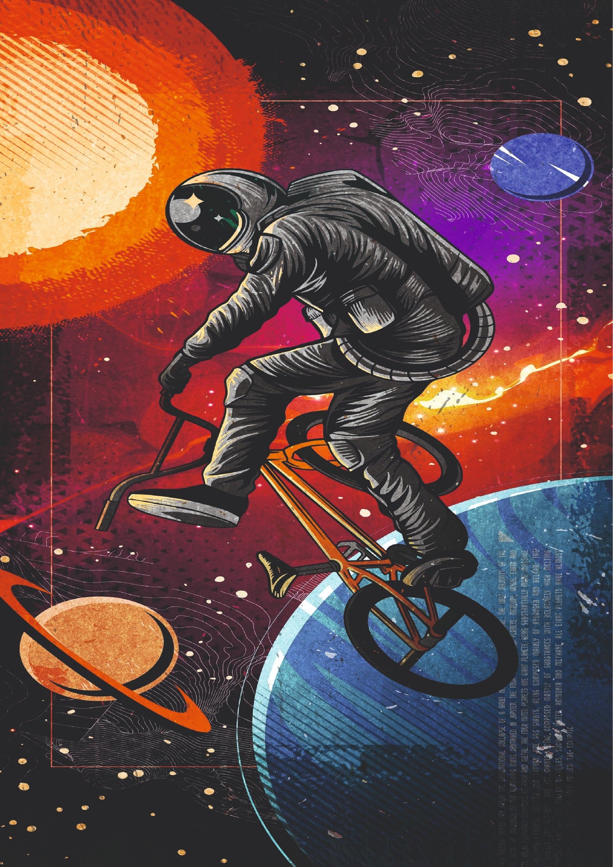 Cosmic BMX Astronaut Space Adventure Wall Poster (Astronauts sky walker poster)