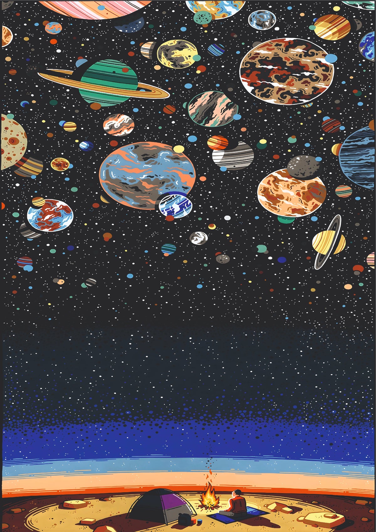 Lightyears From Home Cosmic Camping Wall Poster (Astronauts sky walker poster)
