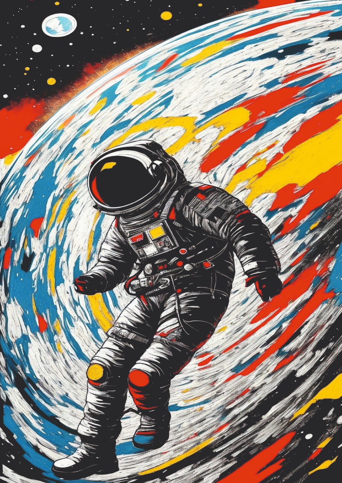 One Small World Abstract Astronaut Wall Poster  (Astronauts sky walker poster)