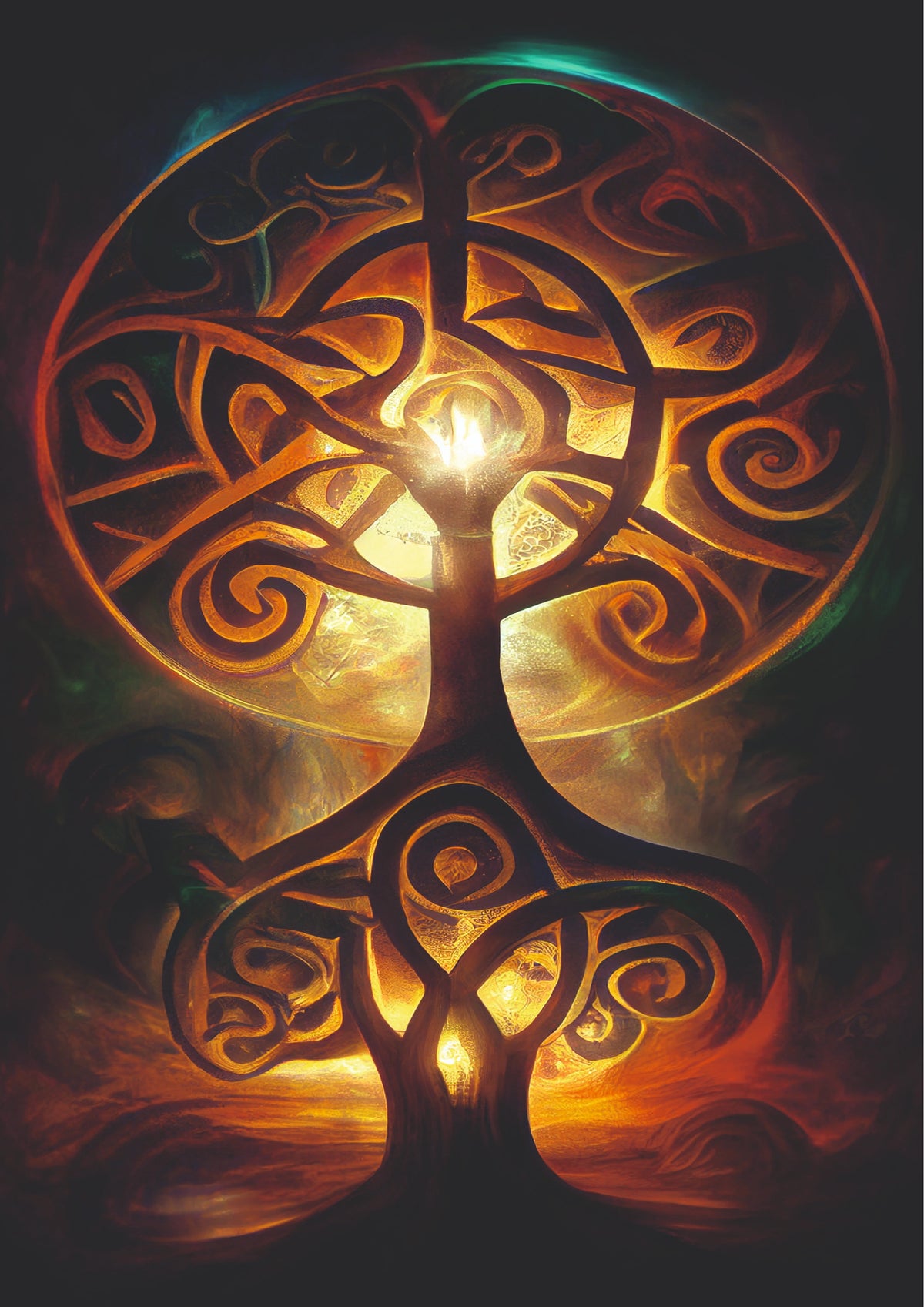 Tree of Life Golden Spiritual Wall Poster   (Astronauts sky walker poster)