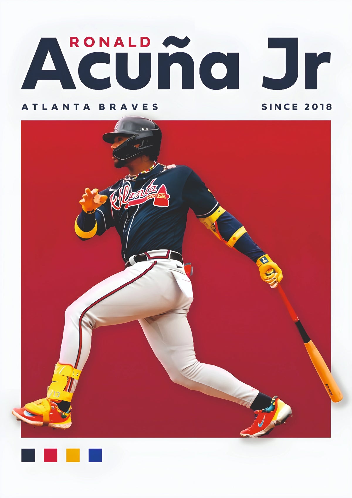 Atlanta Number 13 Baseball Power Hitter Wall Poster (baseball poster)