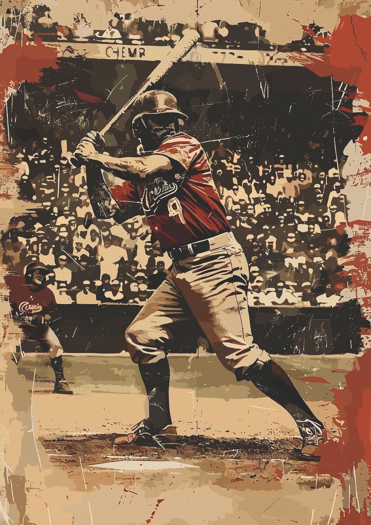 Vintage Number 9 Baseball Power Swing Wall Poster  (baseball poster)