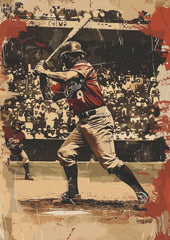 Vintage Number 9 Baseball Power Swing Wall Poster  (baseball poster)