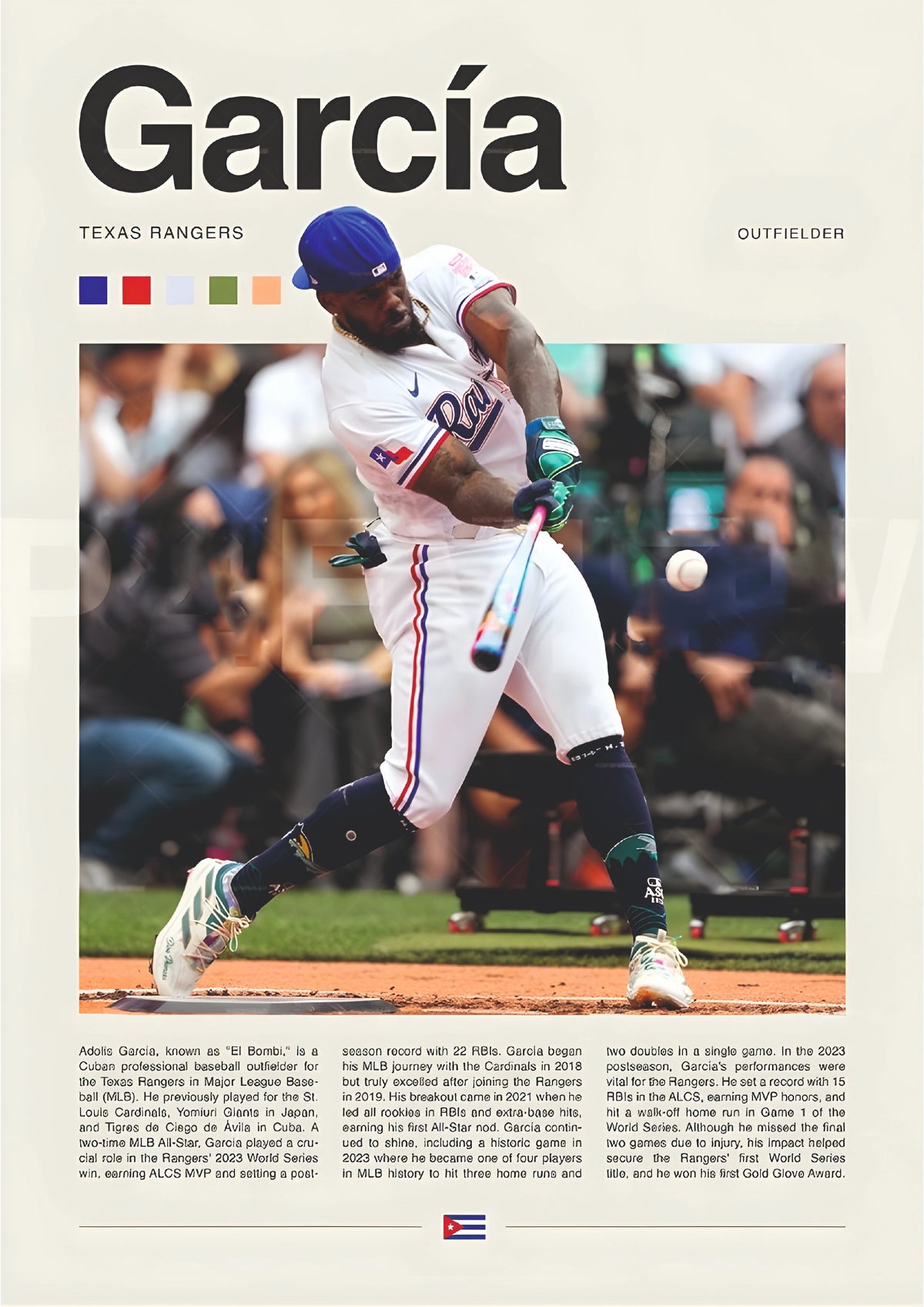 Texas Baseball Power Hitter Wall Poster  (baseball poster)