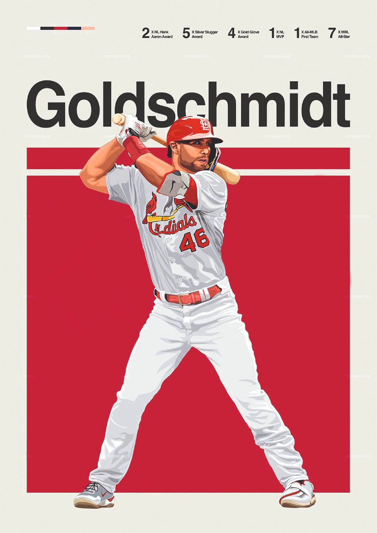 St. Louis Number 46 Baseball Power Hitter Wall Poster (baseball poster)
