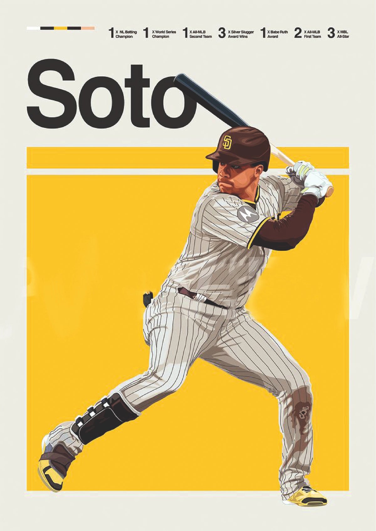 San Diego Pinstripe Baseball Power Hitter Wall Poster (baseball poster)