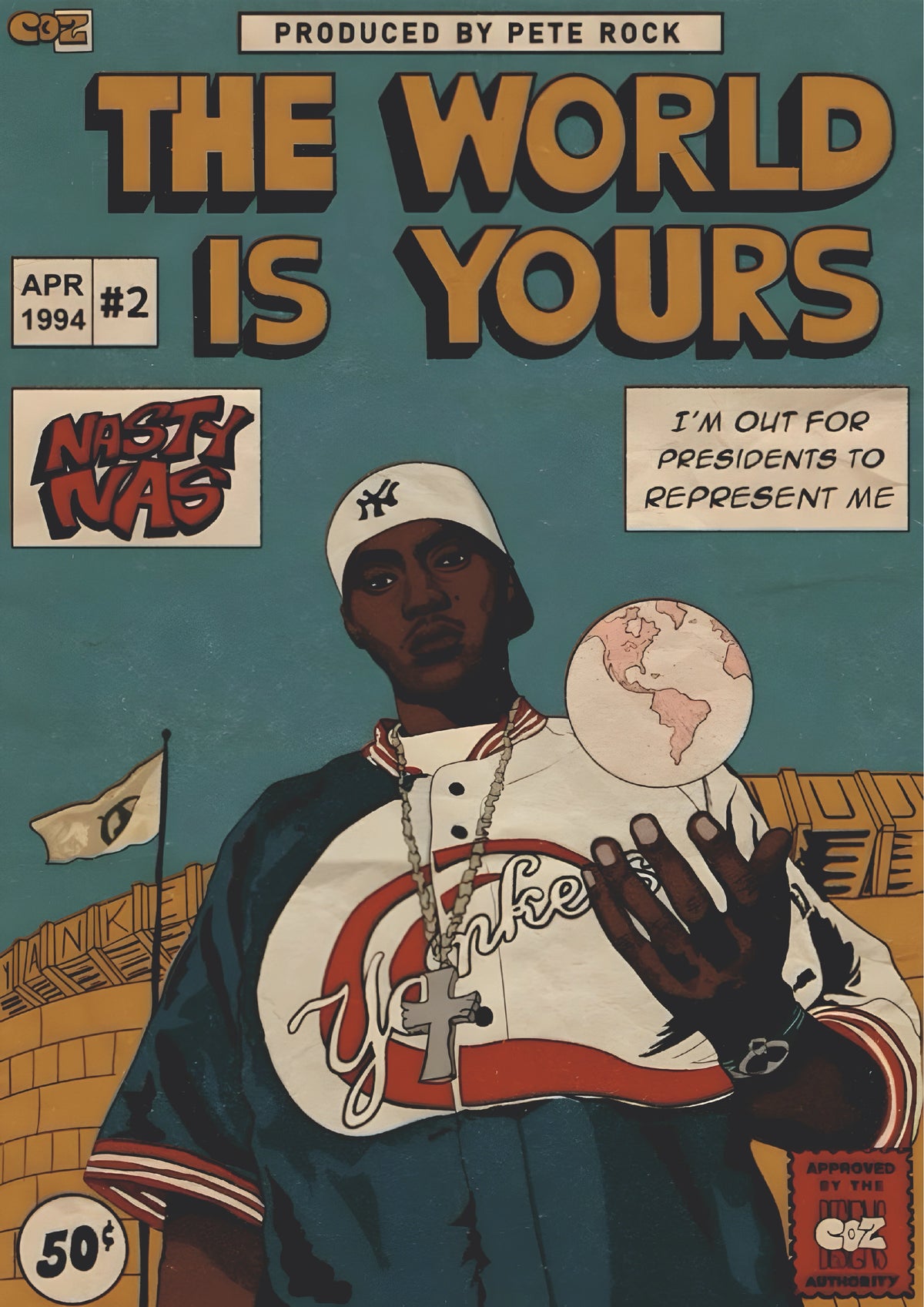 The World Is Yours Vintage Hip-Hop Wall Poster (baseball poster)