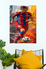 Barcelona Number 10 Football Dribbling Wall Poster  (baseball poster)