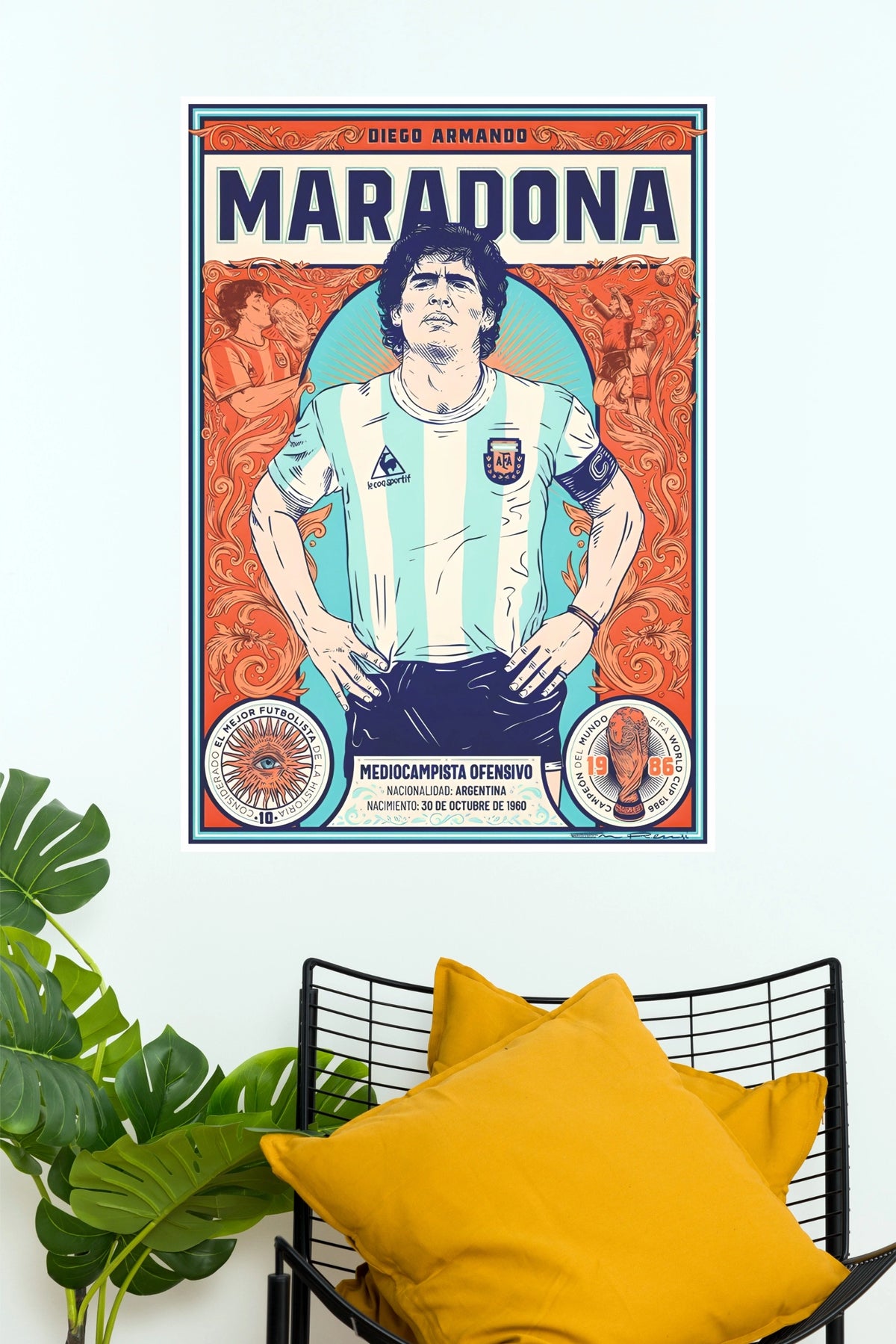 Argentina 1986 Football Legend Vintage Wall Poster ( baseball poster)