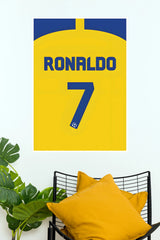 Ronaldo Number 7 Yellow Football Jersey Wall Poster ( baseball poster)