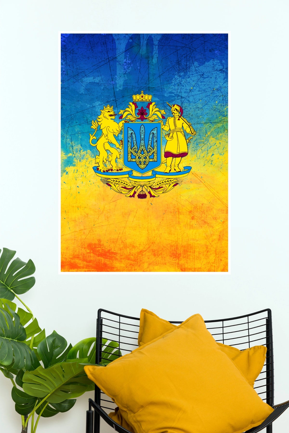 Ukraine Blue and Yellow Heritage Coat of Arms Wall Poster (Football poster)