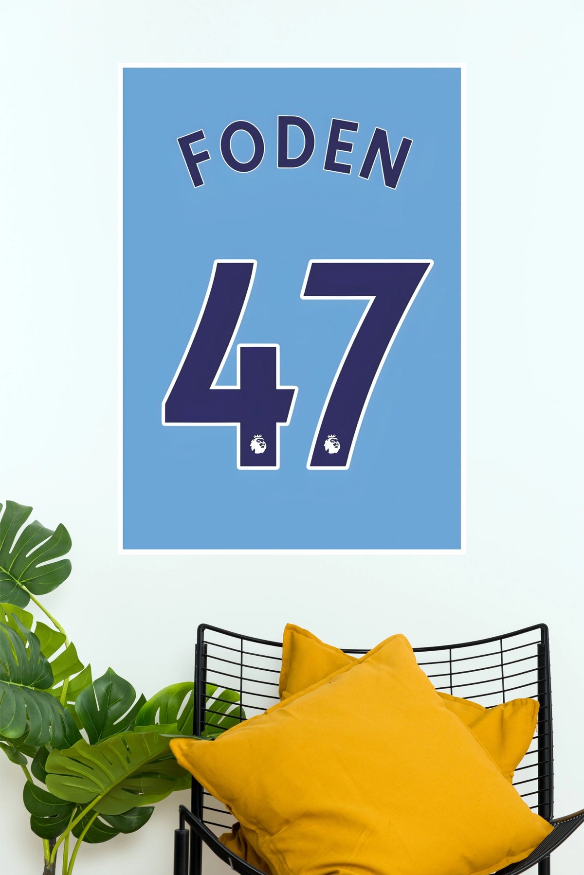 Foden Number 47 Sky Blue Football Jersey Wall Poster  (Football poster)