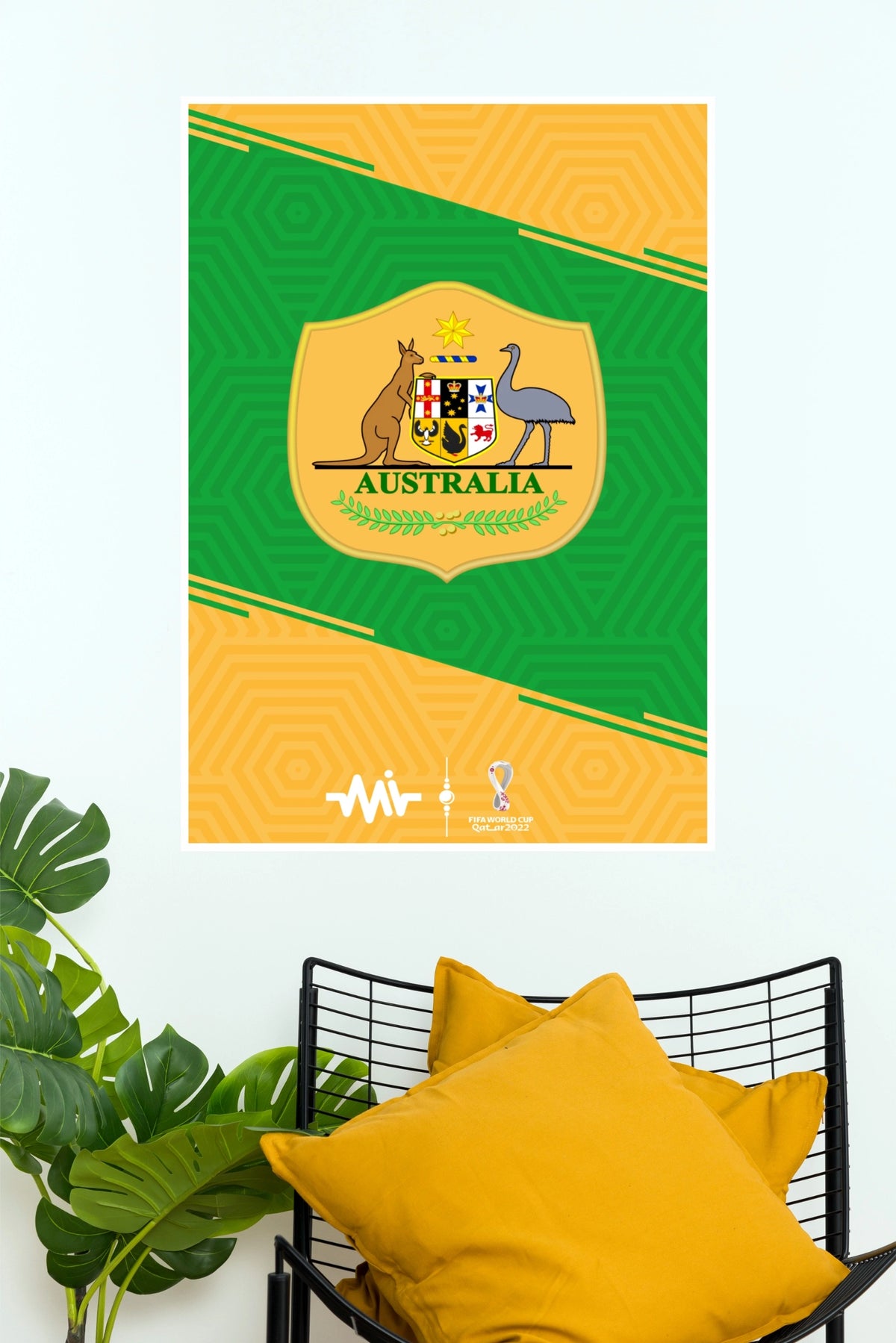 Australia Green and Gold Football Crest Wall Poster  (Football poster)