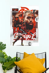 Red & Black Brazilian Football Striker Collage Wall Poster  (Football poster)