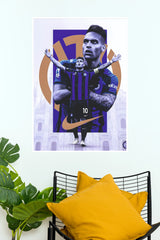 Blue & Black Number 10 Football Captain Collage Wall Poster  (Football poster)
