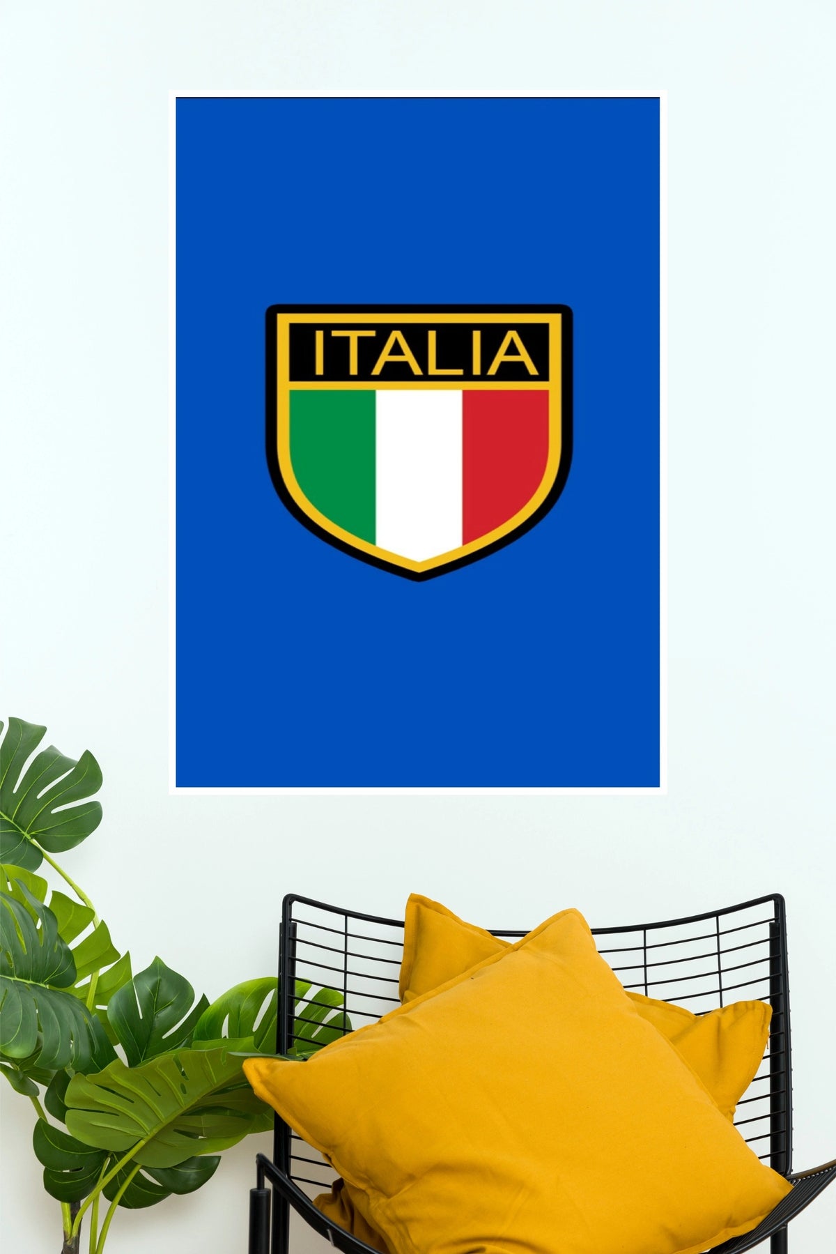 Italia Tricolour Shield Blue Heritage Wall Poster (Football poster)