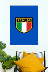 Italia Tricolour Shield Blue Heritage Wall Poster (Football poster)