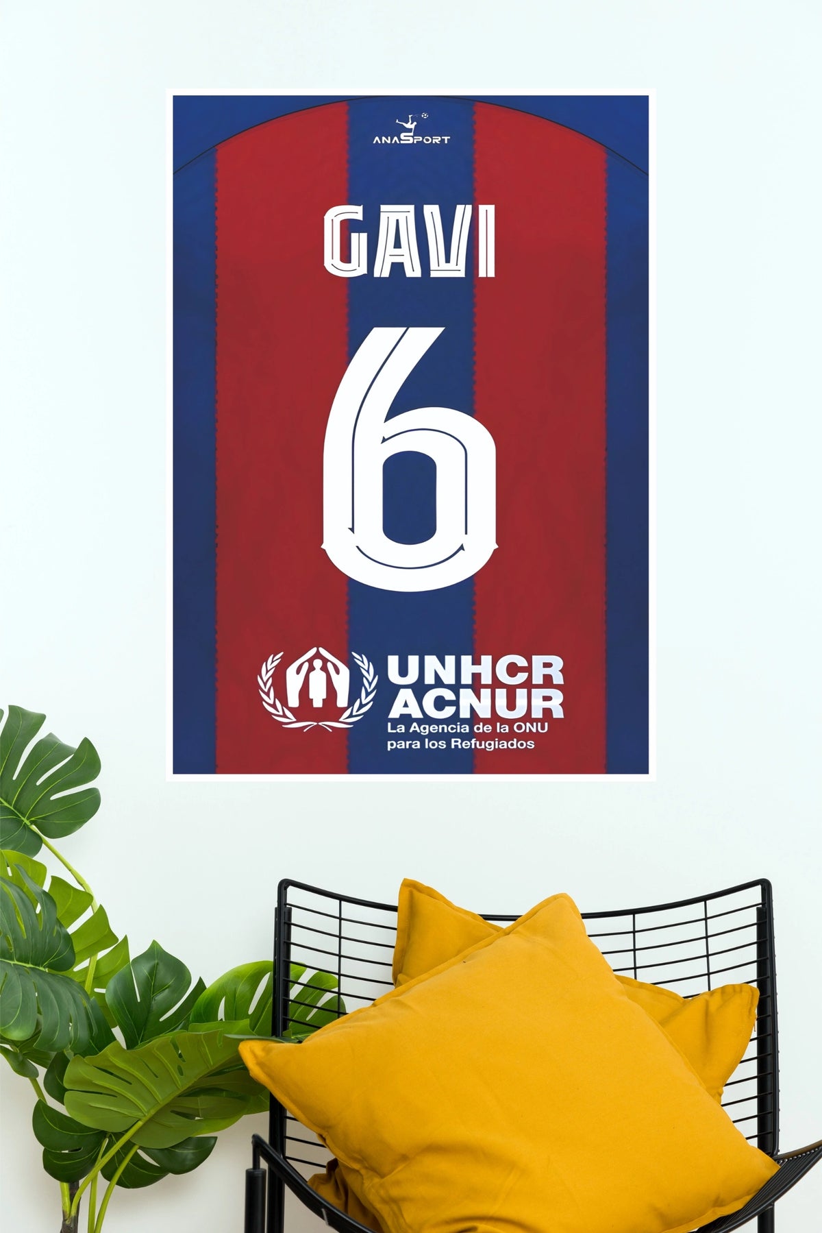 Gavi Number 6 Red and Navy Football Jersey Wall Poster  (Football poster)