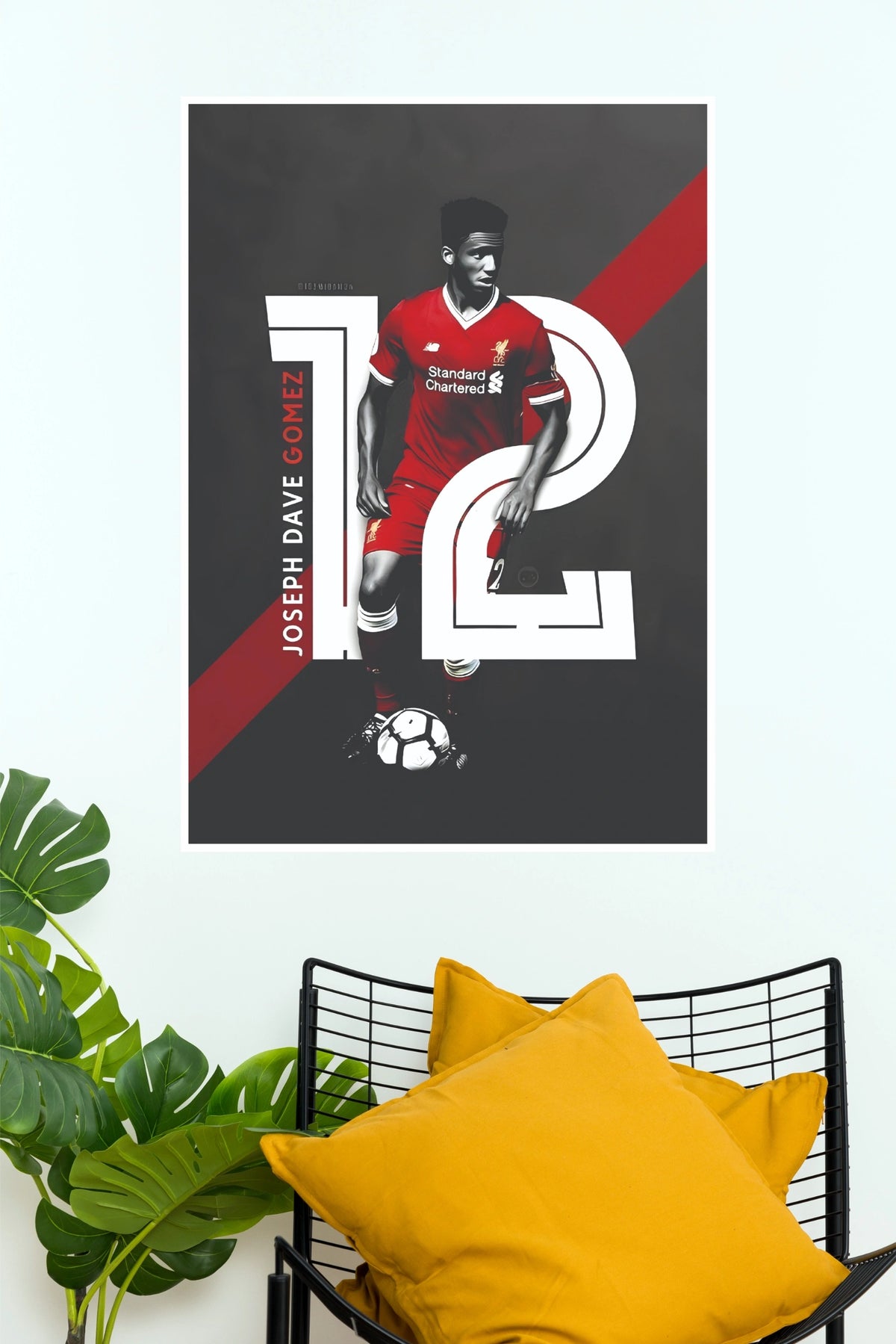 Joseph Dave Gomez Number 12 Red Football Defender Wall Poster (Football poster)