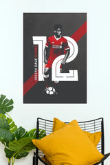 Joseph Dave Gomez Number 12 Red Football Defender Wall Poster (Football poster)