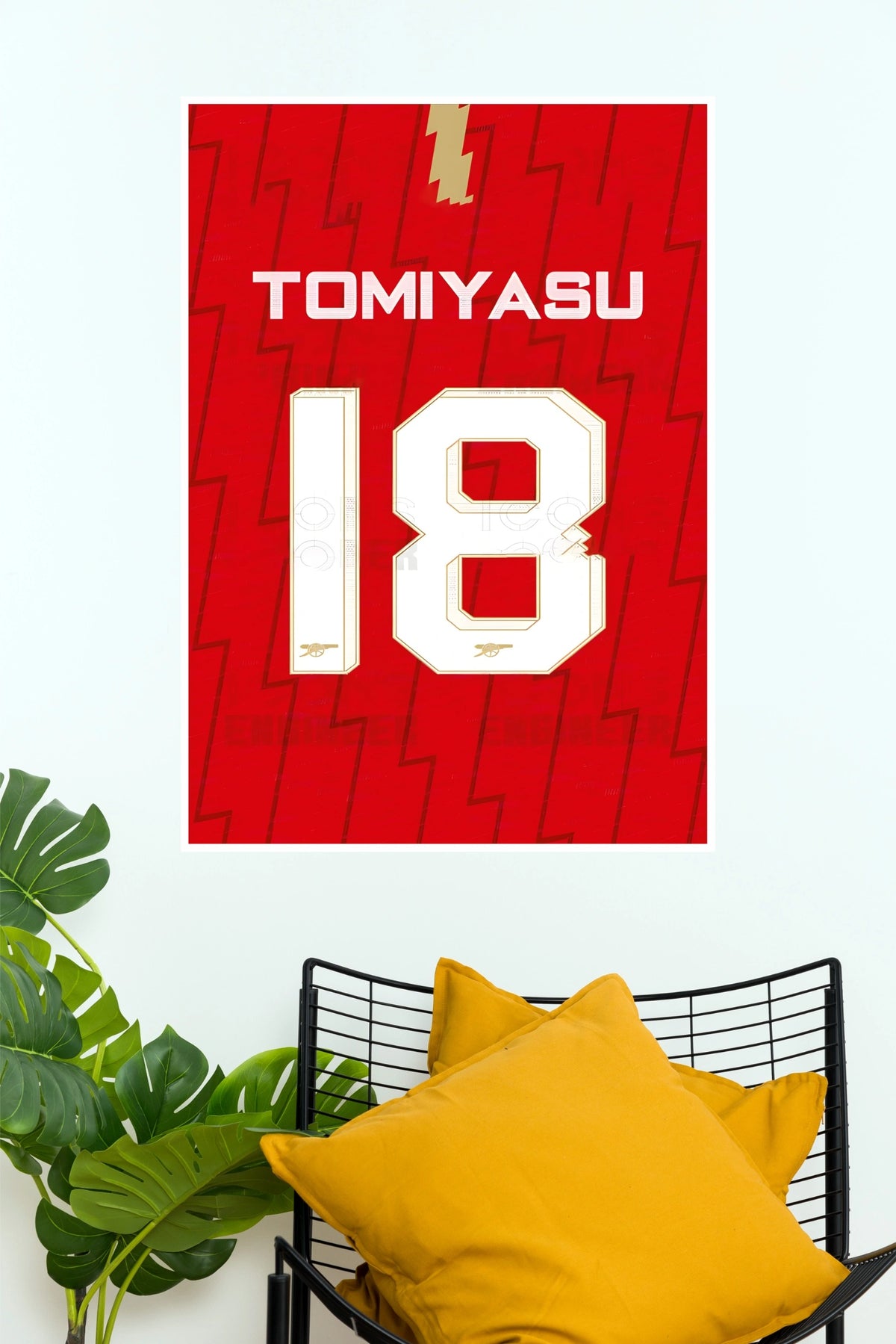 Tomiyasu Number 18 Red Football Jersey Wall Poster  (Football poster)