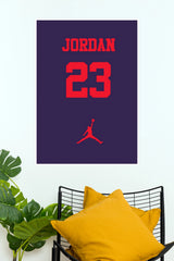 Jordan Number 23 Purple and Red Basketball Jersey Wall Poster (Football poster)