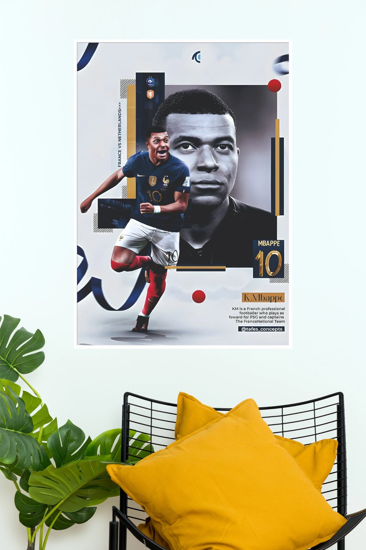 Mbappé Number 10 France Football Star Collage Wall Poster  (Football poster)