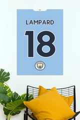 Lampard Number 18 Sky Blue Football Jersey Wall Poster (Football poster)