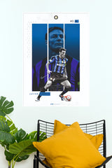 Javier Zanetti Number 4 Blue & Black Football Legend Wall Poster  (Football poster)