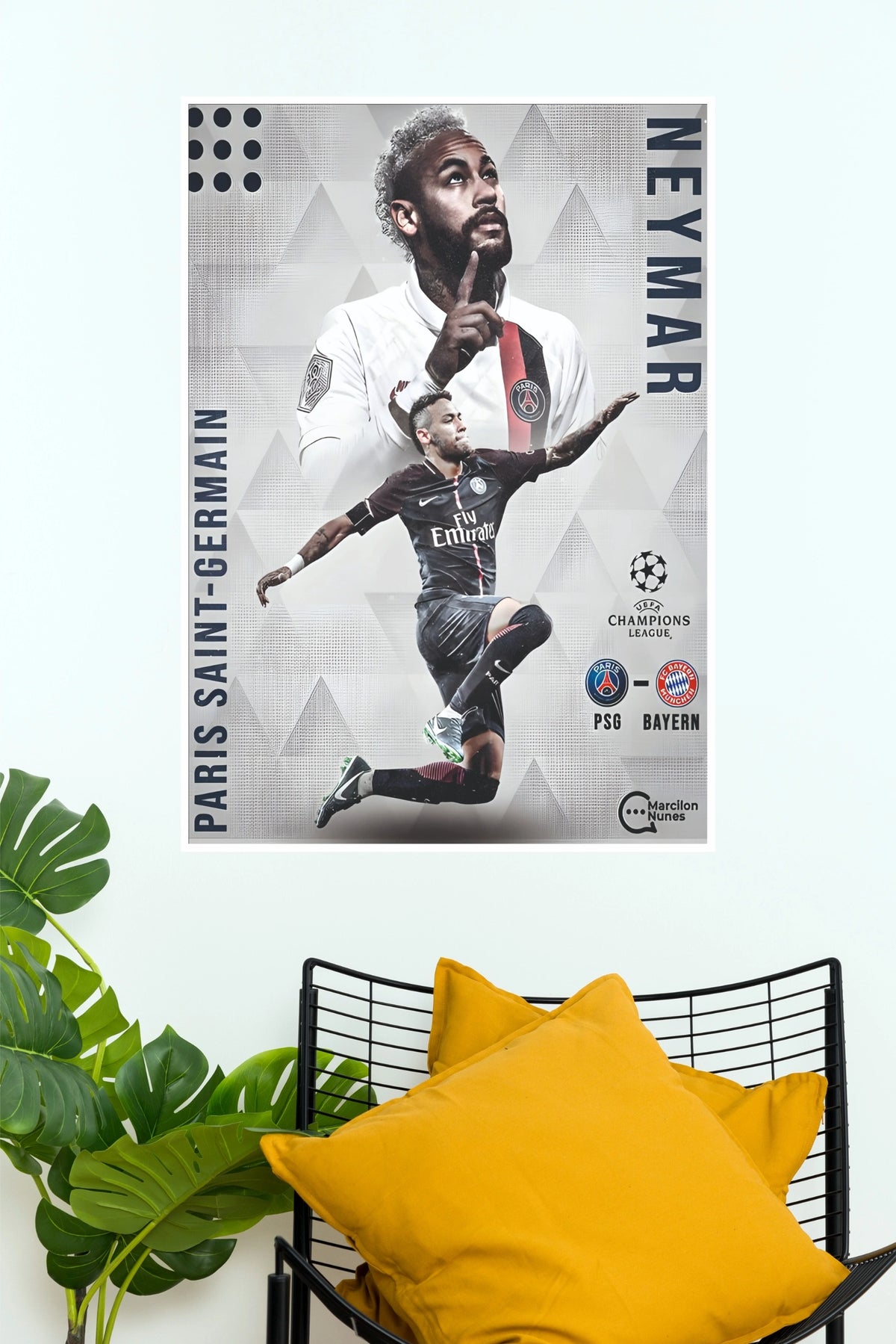 Paris Football Star Champions Night Collage Wall Poster  (Football poster)