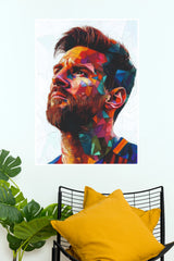 Lionel Messi Colorful Geometric Portrait Canvas Wall Poster (Football poster)